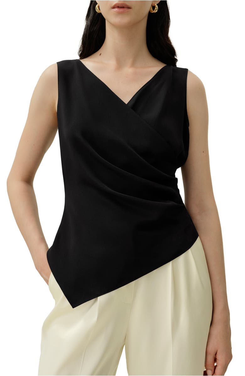 Lilysilk Women's Élise V-Neck Silk Top, Main, color, Black