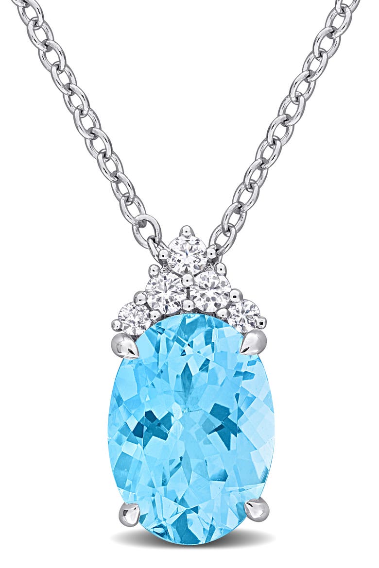 Sky Blue Topaz Pendant Necklace, Main, color, BLUE