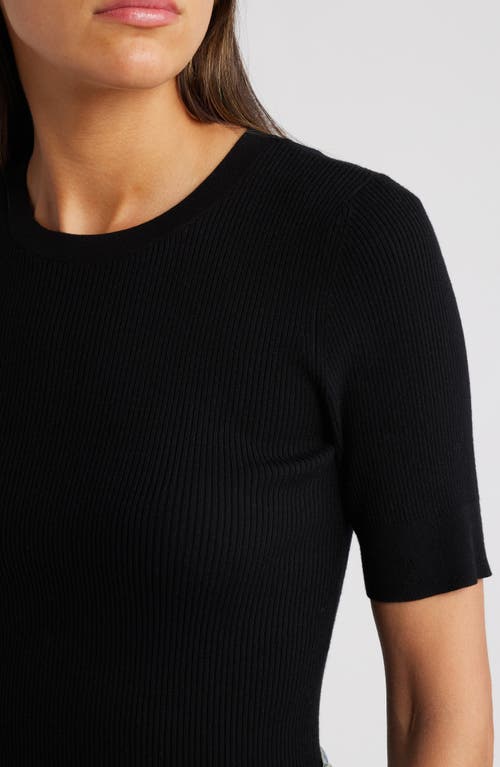 Rails Ari Short Sleeve Rib Sweater In Black