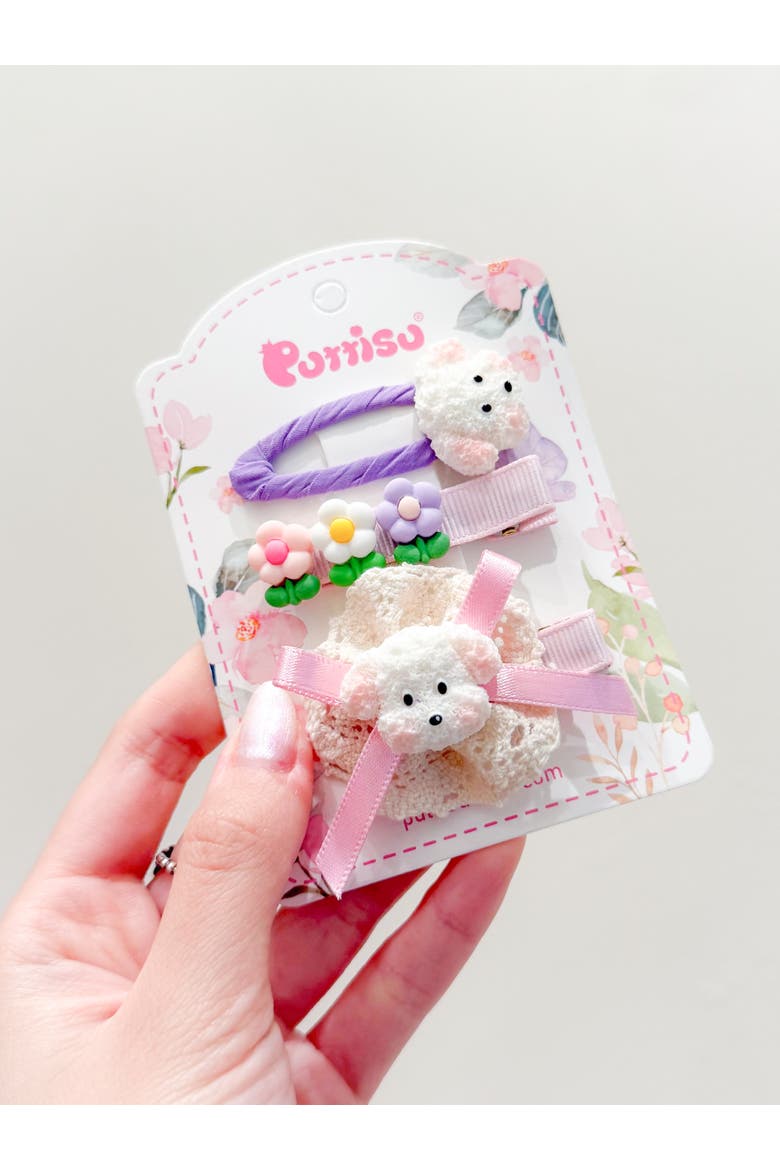 Puppy & Bunny Garden Hair Clip Set of 6, Alternate, color, Lavender