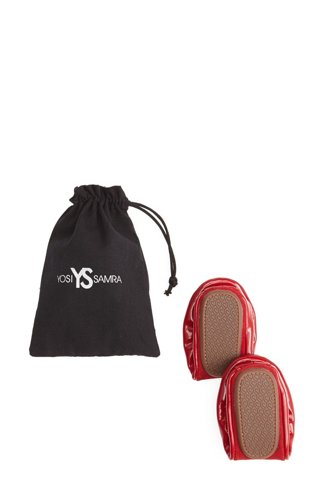'Samara' Foldable Patent Leather Ballet Flat, Alternate, color, CHILI RED