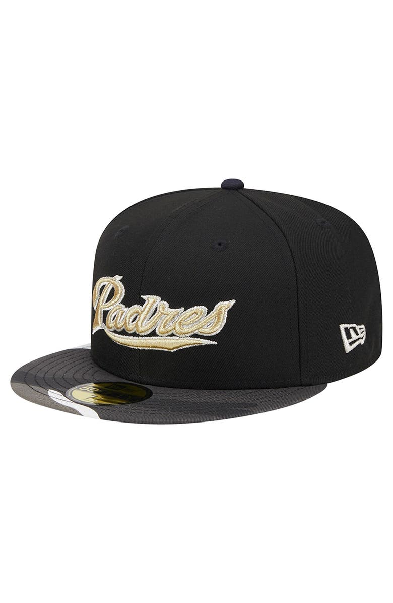 New Era Men's New Era Black San Diego Padres Metallic Camo 59FIFTY Fitted Hat, Alternate, color,