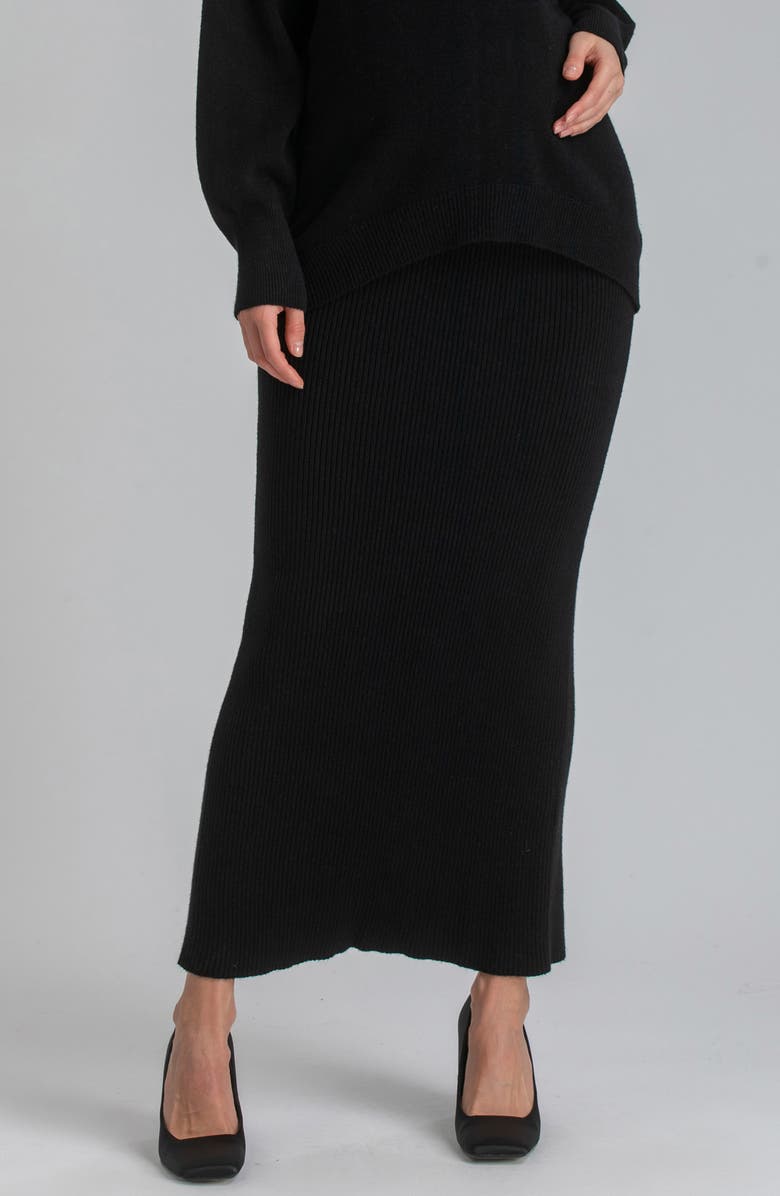 PIETRO BRUNELLI MATERNITY Rib Maternity Sweater Skirt, Main, color, Black