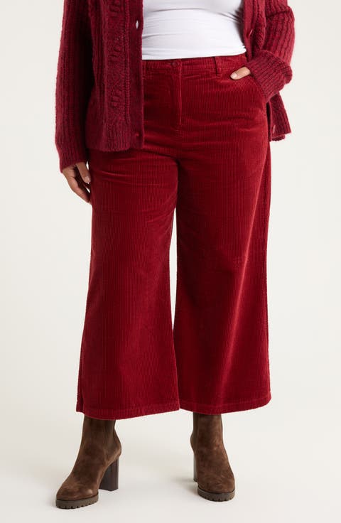 Asphodel Crop Wide Leg Corduroy Pants (Plus)