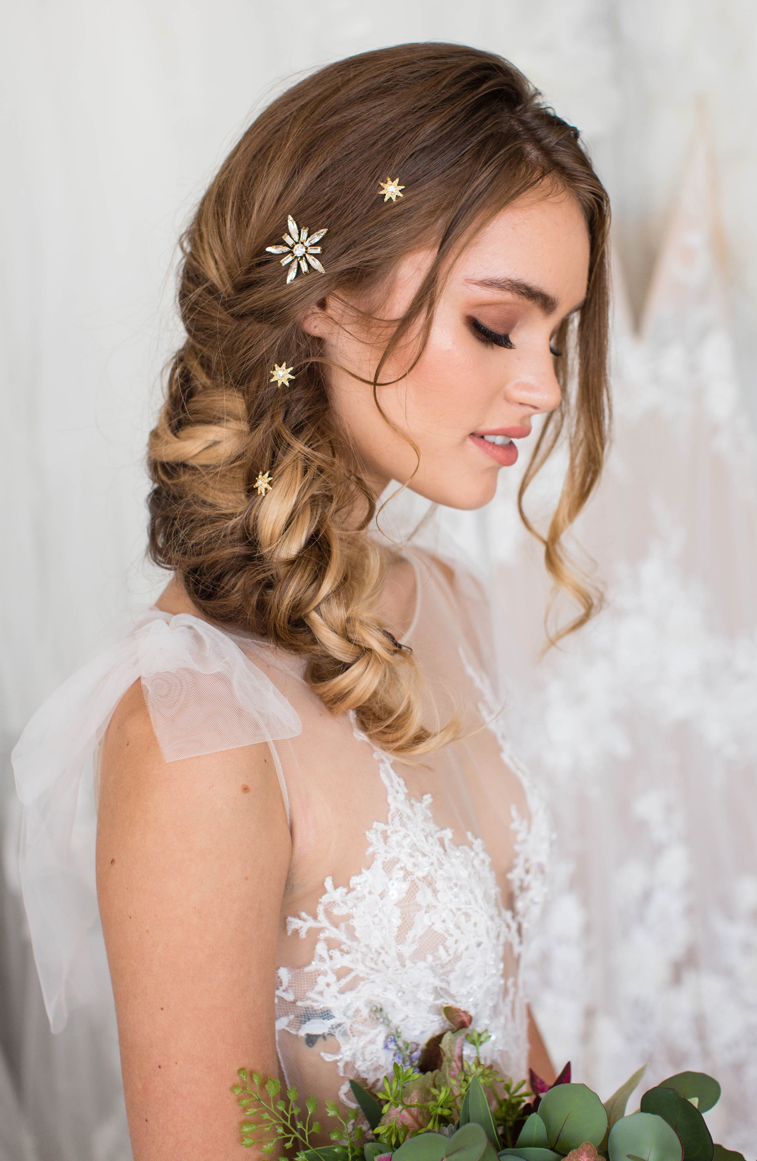 Brides & Hairpins Iro Set of 4 Crystal Hair Pins in Gold 