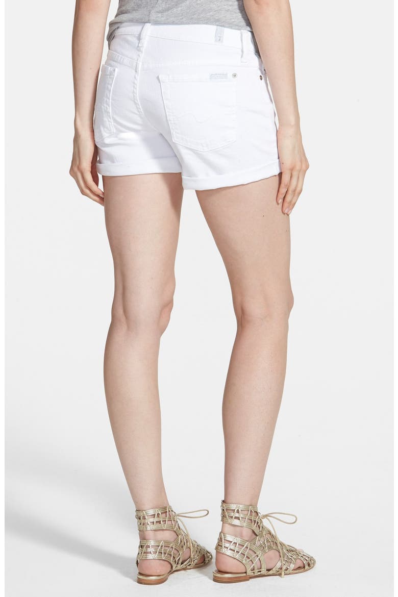 7 For All Mankind® Cuffed Denim Shorts, Alternate, color, CLEAN WHITE
