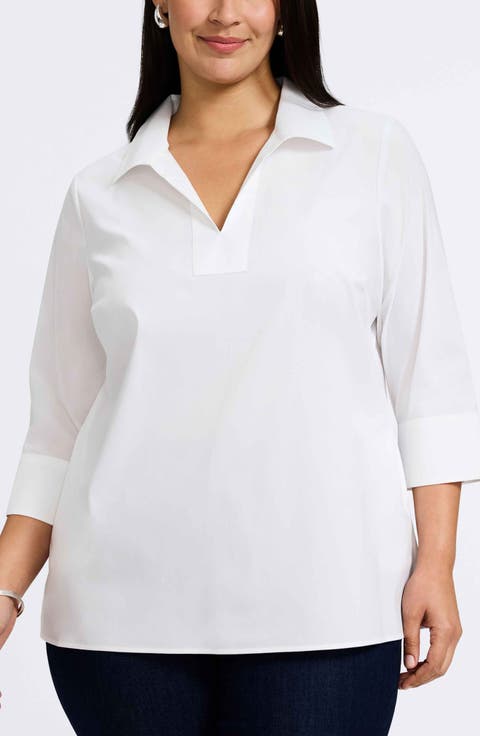 Julia Stretch Cotton Blend Shirt (Plus)