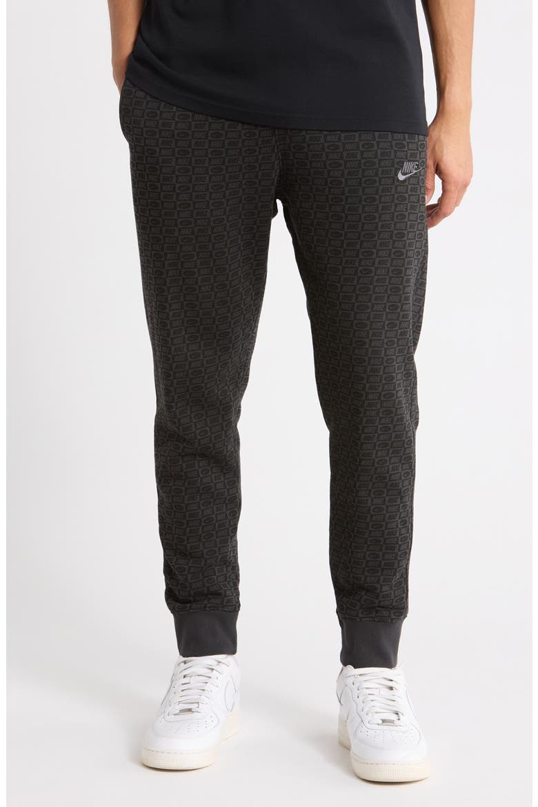 Club Brushed Fleece Joggers, Main, color, OFF NOIR/ BLACK/ DARK GREY