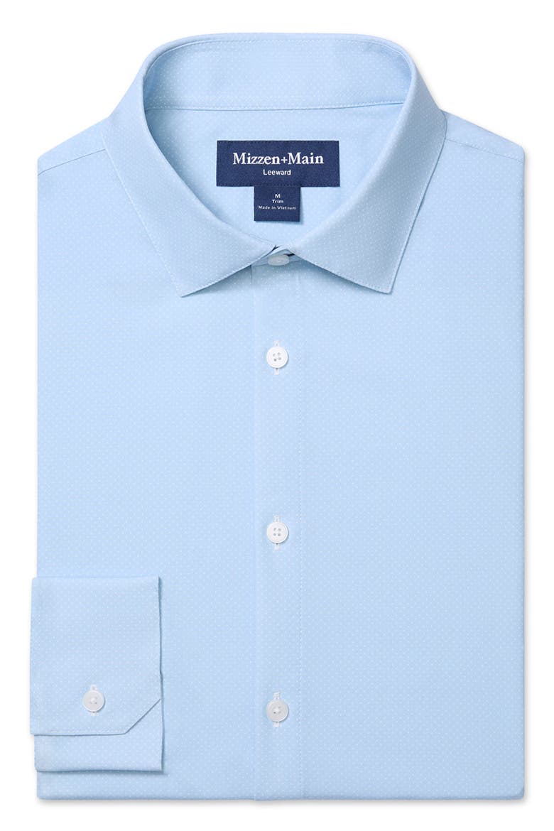 Leeward Trim Fit Light Blue Microdot Stretch Button-Up Shirt, Alternate, color, CLOUD BLUE MICRO DOT