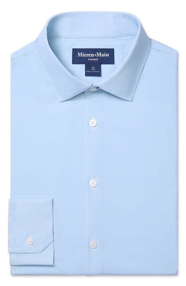 Mizzen+Main Leeward Trim Fit Light Blue Microdot Stretch Button-Up Shirt, Alternate, color, 