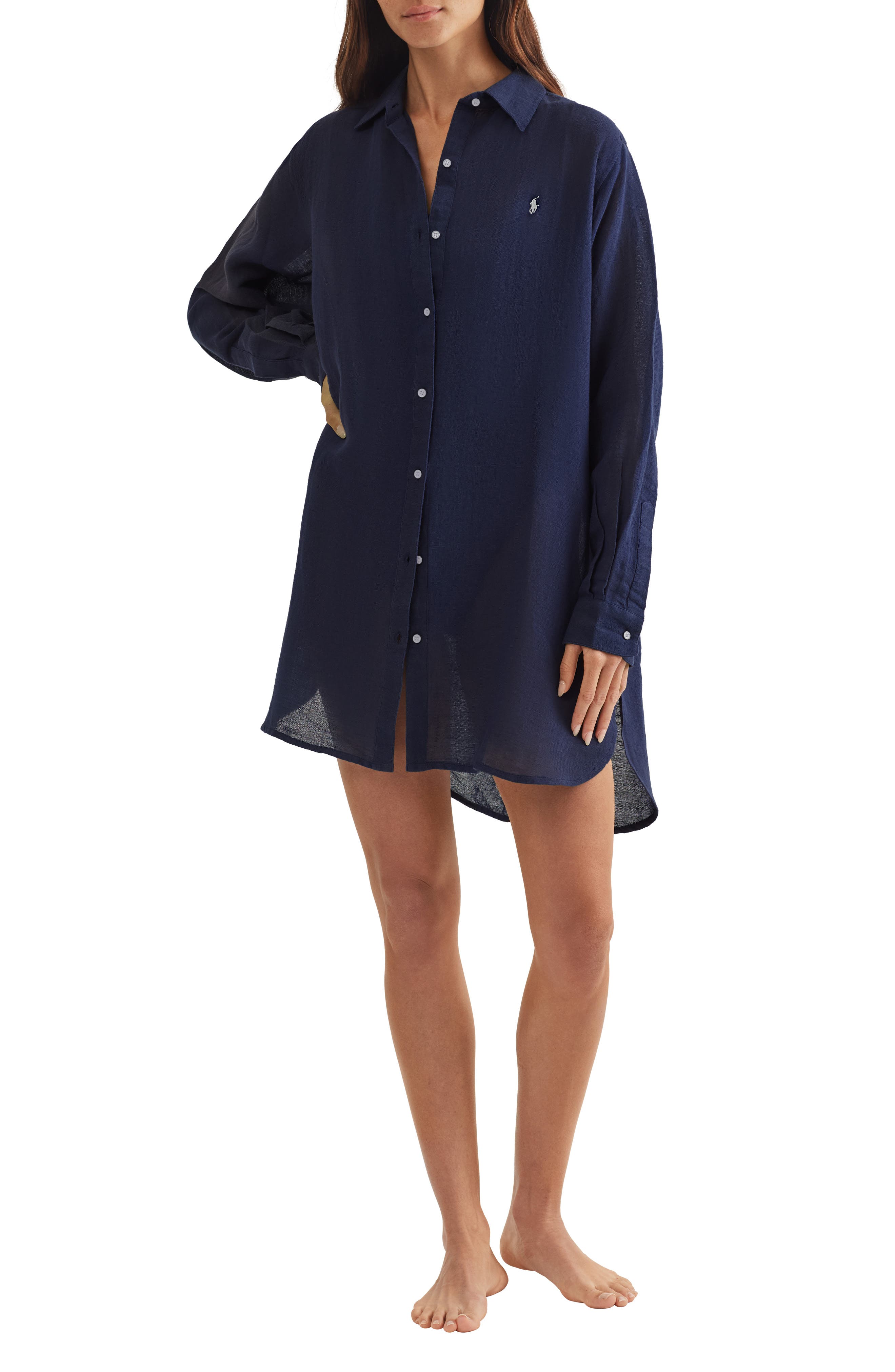 POLO RALPH LAUREN POLO RALPH LAUREN BOYFRIEND LONG SLEEVE COVER-UP TUNIC