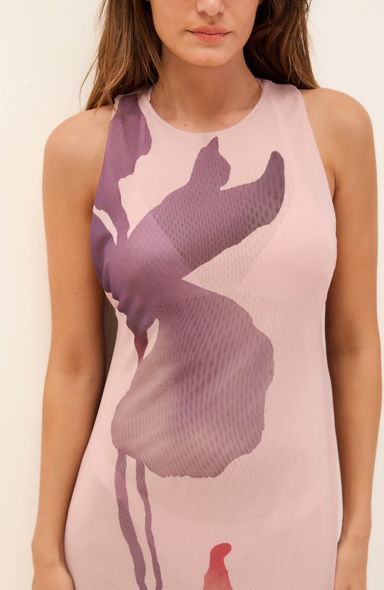 ViX Paula Hermanny Twist Floral Print Mesh Cover-Up Maxi Dress, Alternate, color, Multi