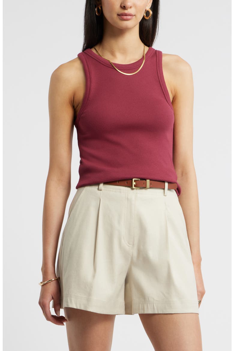 Everyday Cotton Rib Tank, Main, color, BURGUNDY RHODE