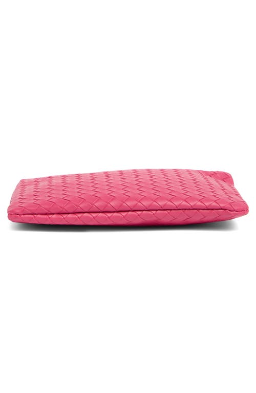Shop Mundi Small Leather Goods Woven Wristlet In Bright Pink