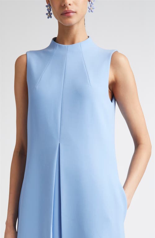 Carolina Herrera Mock Neck Pleated Gown In Blue