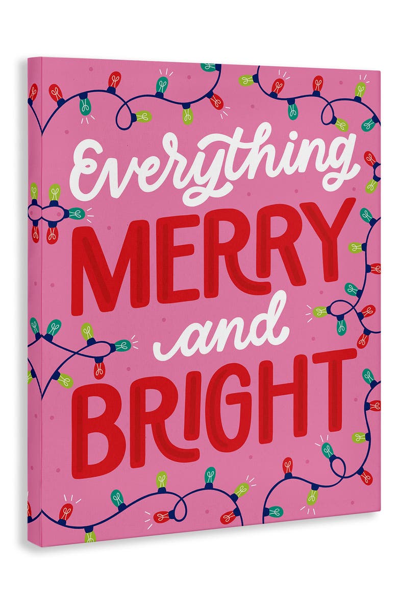 Stupell Industries Everything Merry & Bright Canvas Wall Art, Alternate, color, Pink
