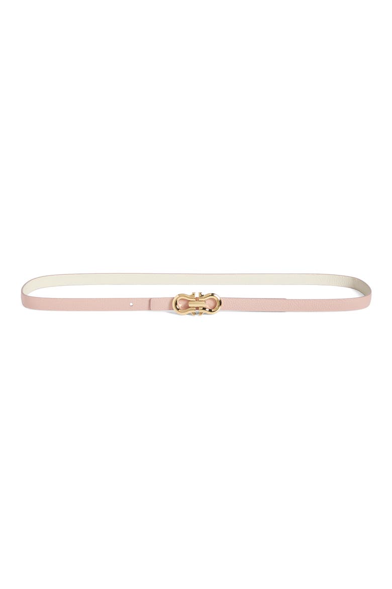 Double Gancio Contour Leather Belt, Alternate, color, MASCARPONE/ ROSE