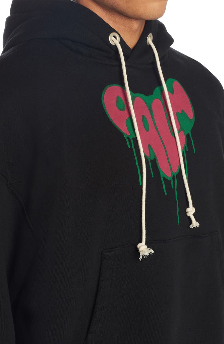 Palm Angels Spray Logo Heart Cotton Hoodie, Alternate, color, 