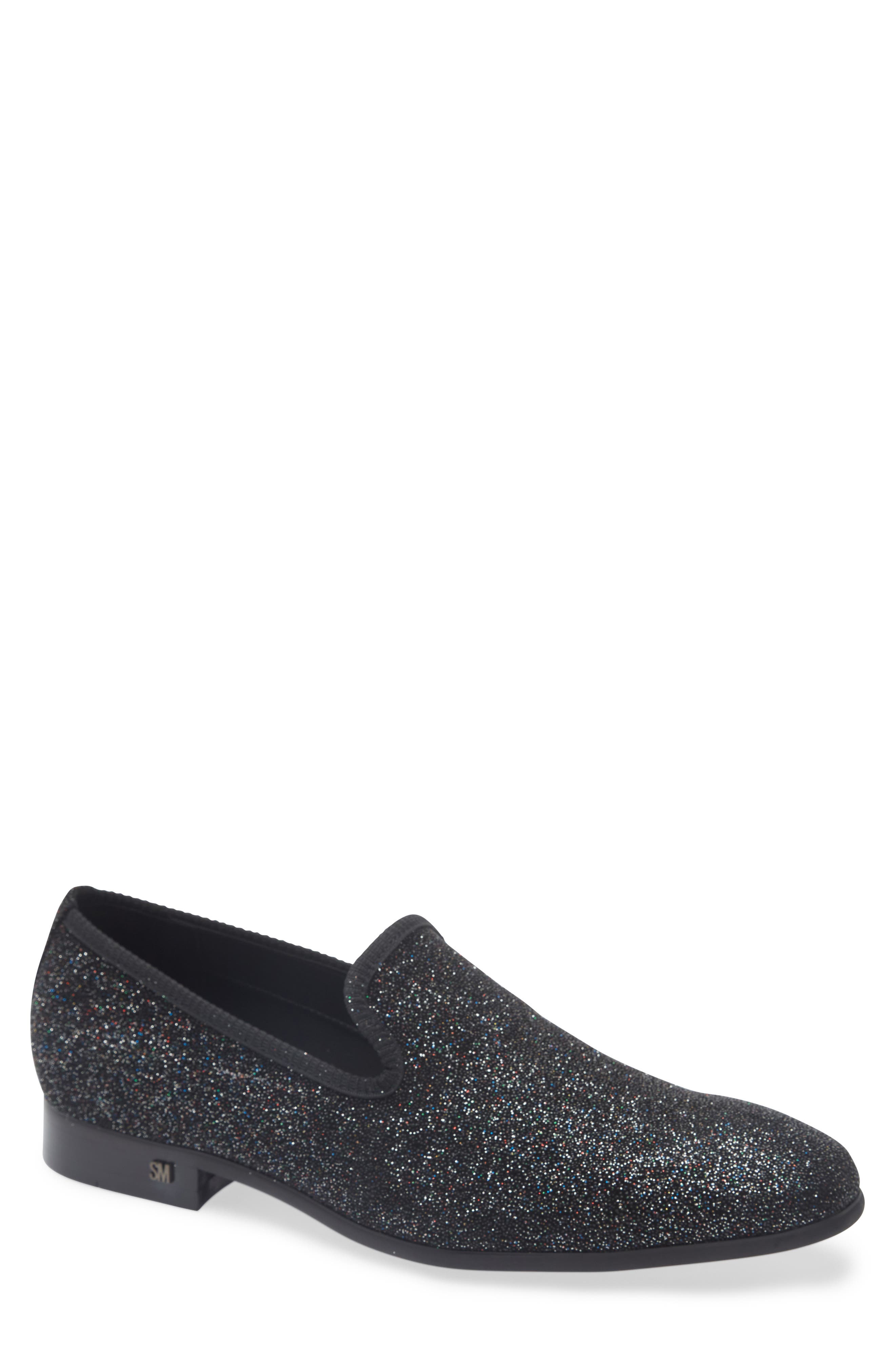 Steve Madden Corrido Glitter Loafer, Main, color, Black Crystal