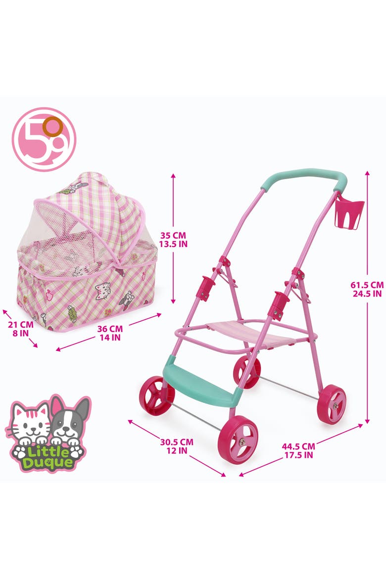 Little Duque 2-In-1 Pet Doll Pram Stroller, Alternate, color, Multicolored
