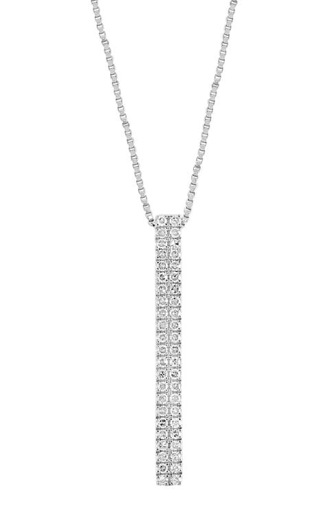 Sterling Silver Diamond Bar Pendant Necklace