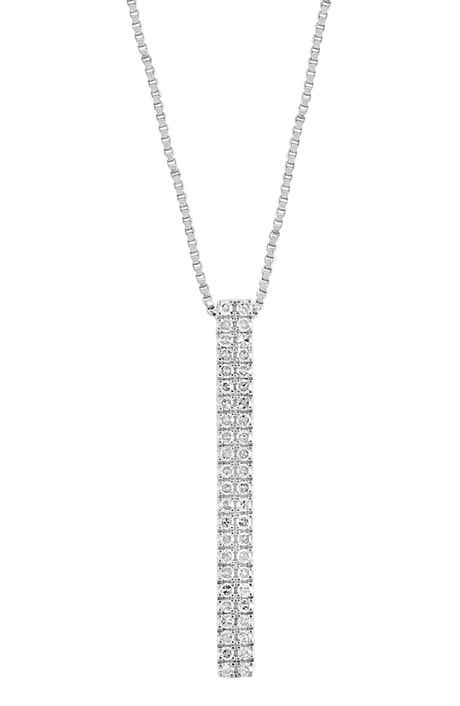 EFFY Sterling Silver Diamond Bar Pendant Necklace