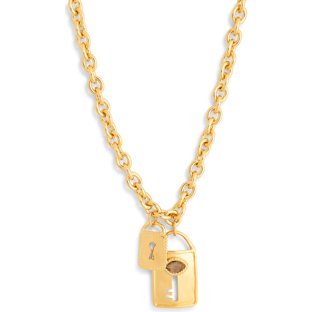 Chan Luu Double Lock Charm Necklace In Gold