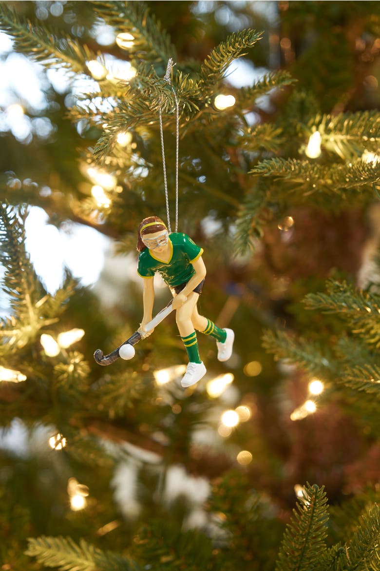 Field Hockey Girl Ornament, Alternate, color, Green