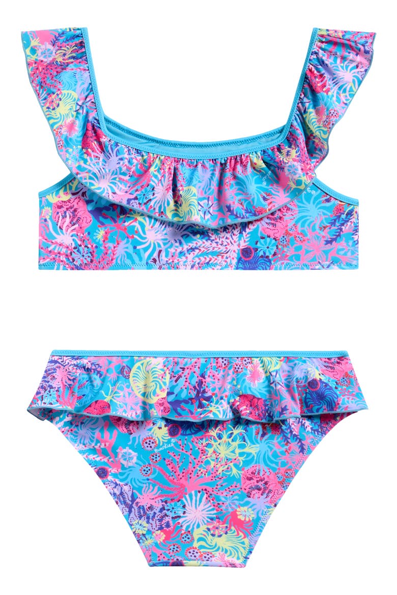 Kids' Coral Ruffle Two-Piece Swimsuit, Alternate, color, BLUE MULTI