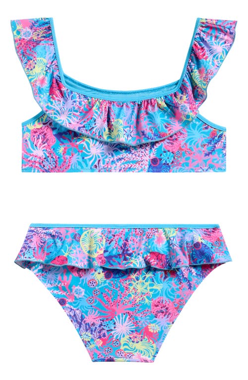 Boardies Kids' Coral Ruffle Two-piece Swimsuit In Blue Multi