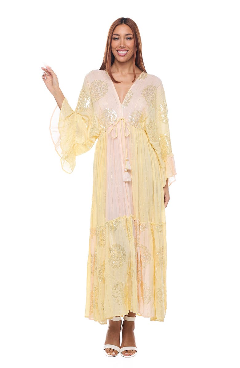 RANEES Bell Sleeve Maxi Dress, Alternate, color, 