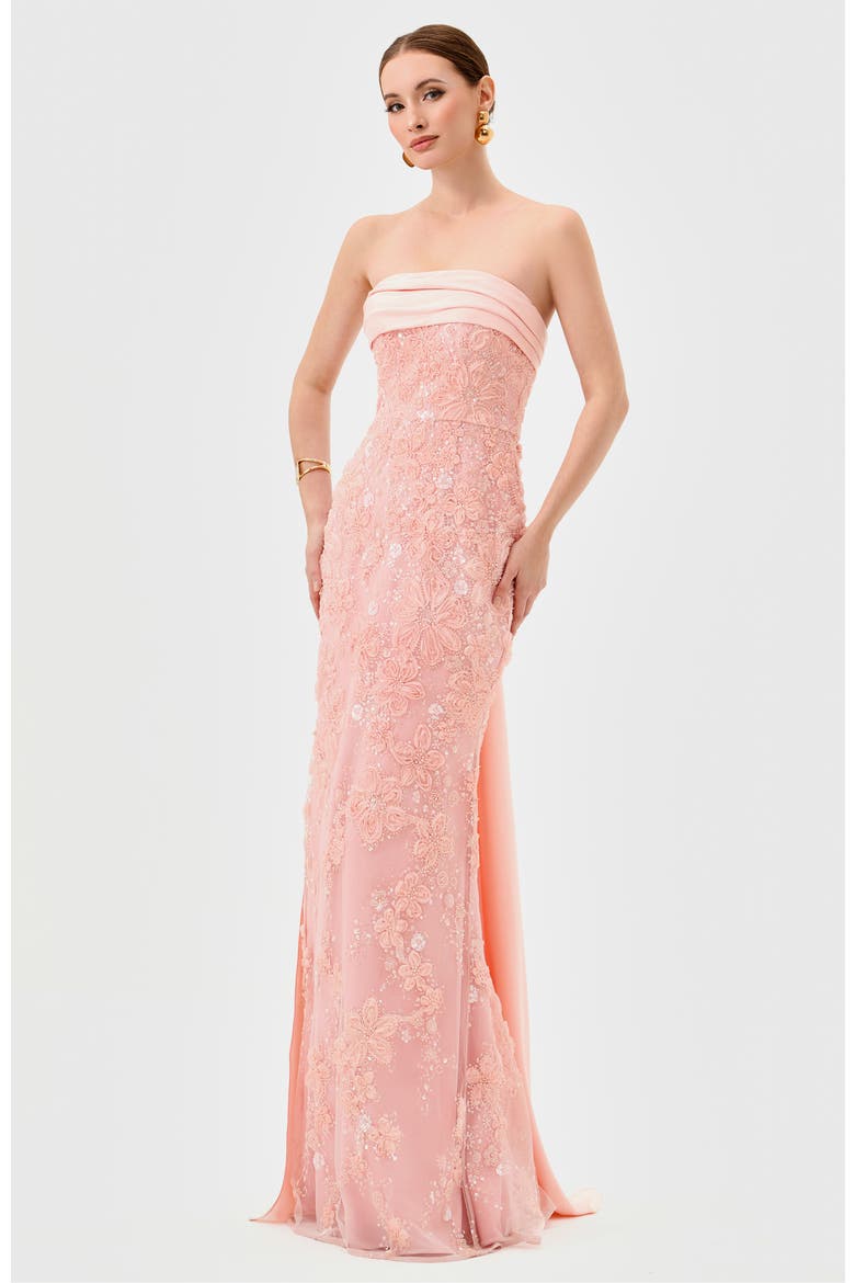 Prim Embellished Sash Gown, Main, color, PINK