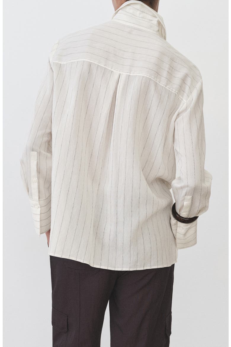 Stripe Button-Up Shirt, Alternate, color, ECRU