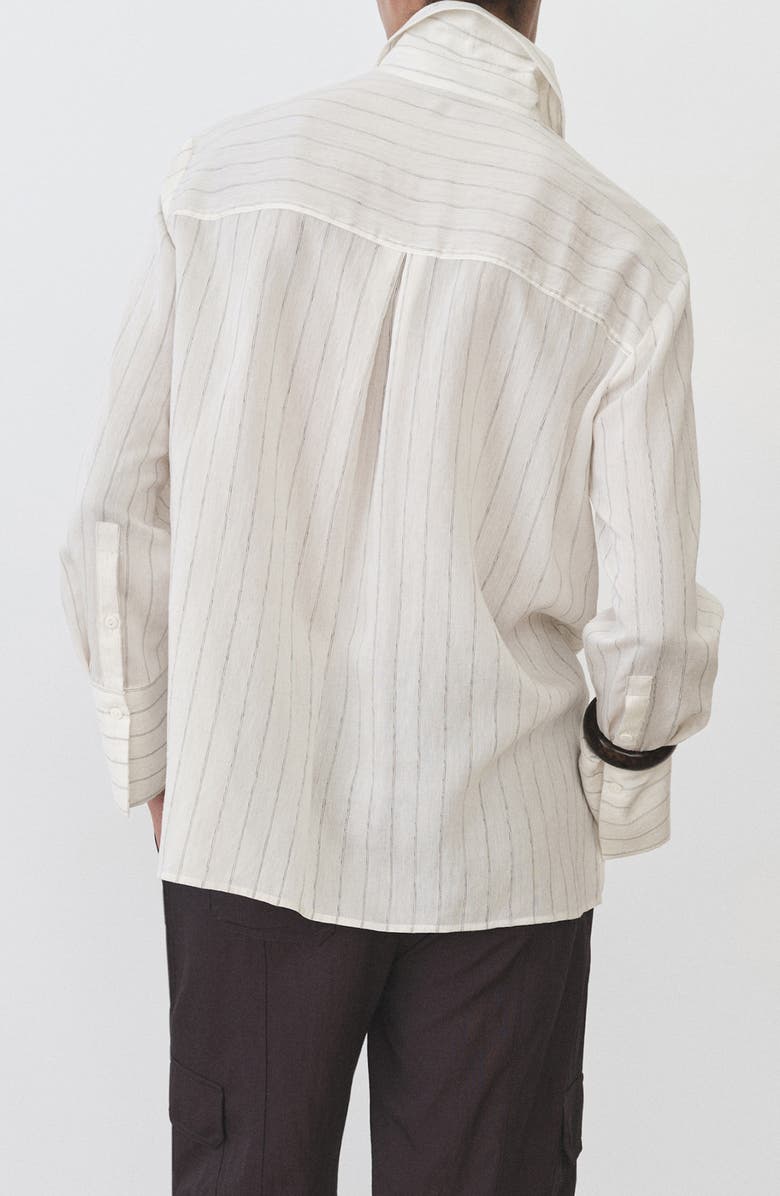 MANGO Stripe Button-Up Shirt, Alternate, color, Ecru
