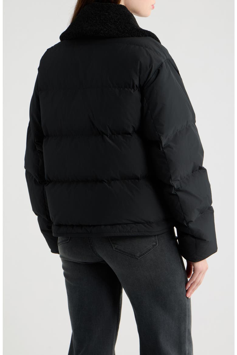 Angie Faux Shearling Trim Puffer Jacket, Alternate, color, BLACK