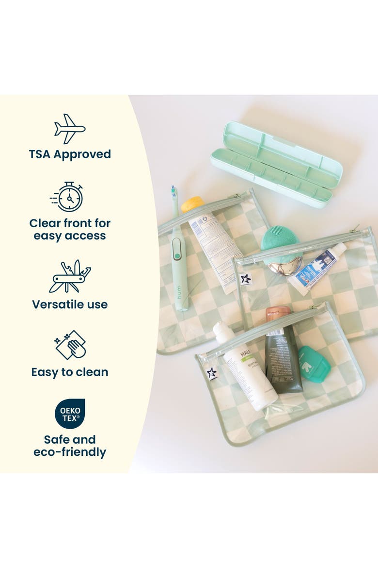 Airline Compliant Toiletry/Cosmetics Travel Bags, 3-Pack, Alternate, color, Blue Tie Dye
