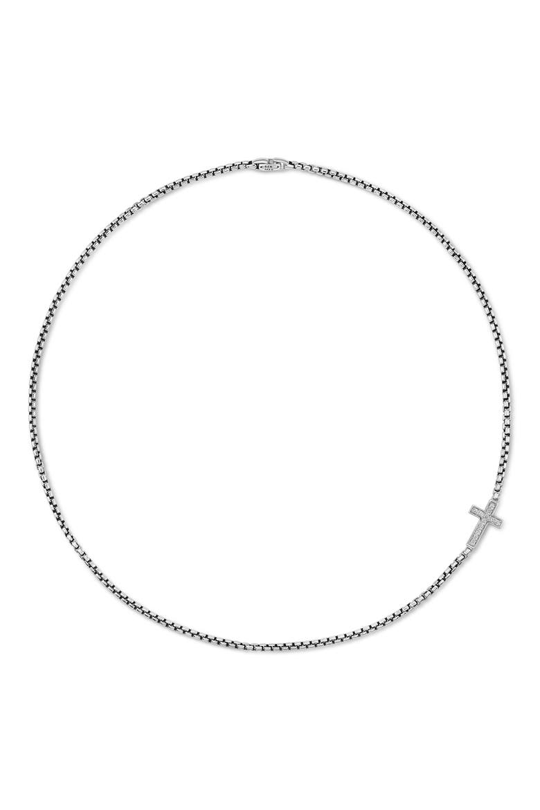 Cross Station Necklace in Sterling Silver with Diamonds, 5mm, Alternate, color, STERLING SILVER/WHITE DIAMOND