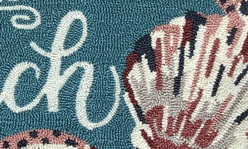 R16 Home Life's A Beach Looped Door Mat In Aqua Multi