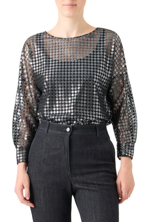 Metallic Dot Semisheer Shirt