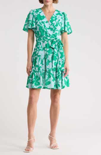 Eliza J Floral Short Sleeve Fit & Flare Dress