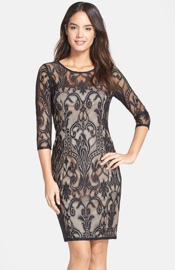 knee length lace sheath dress Sheath Small Round Collar Knee Length Long Sleeve Tulle Applique Lace Wedding Dress