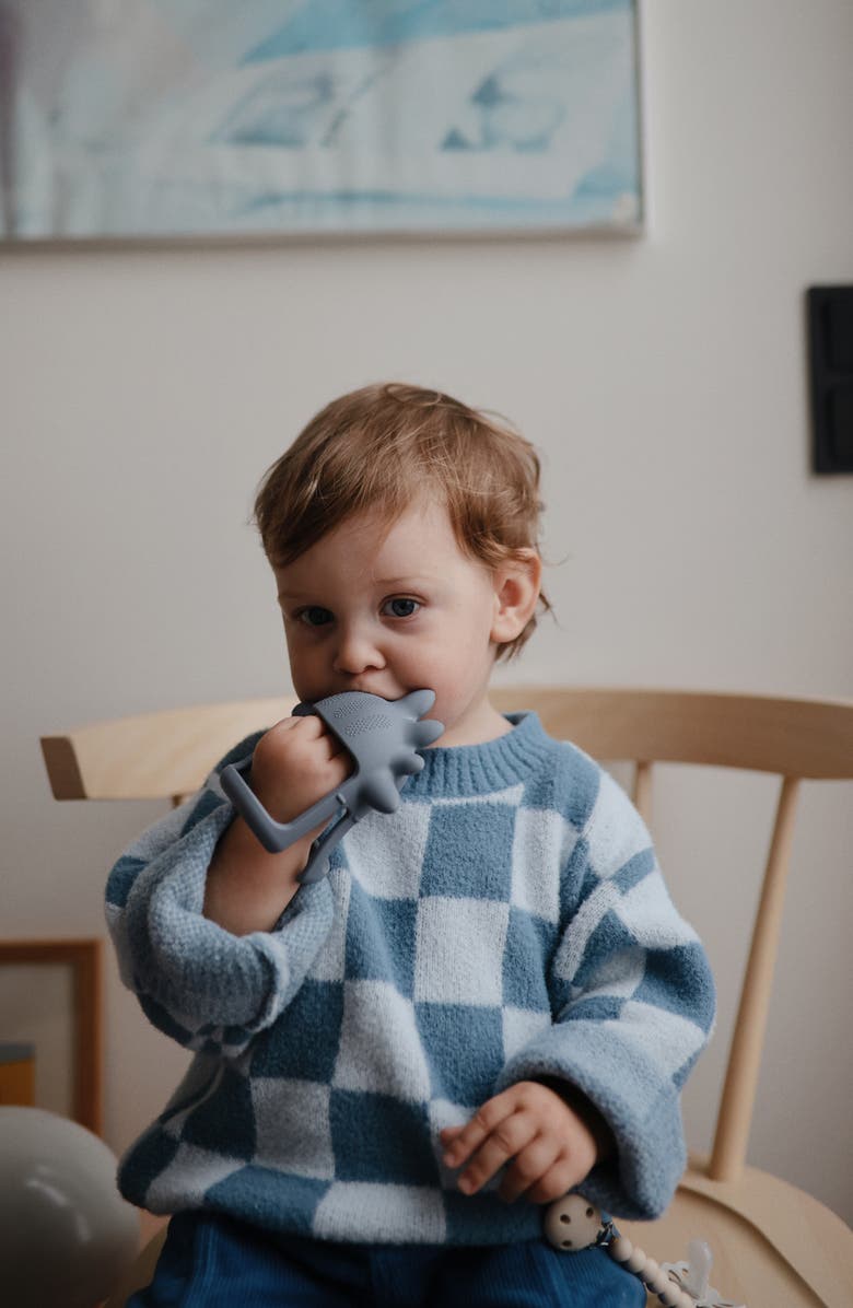 Mushie No-Drop Dino Teether Toy, Alternate, color, Tradewinds