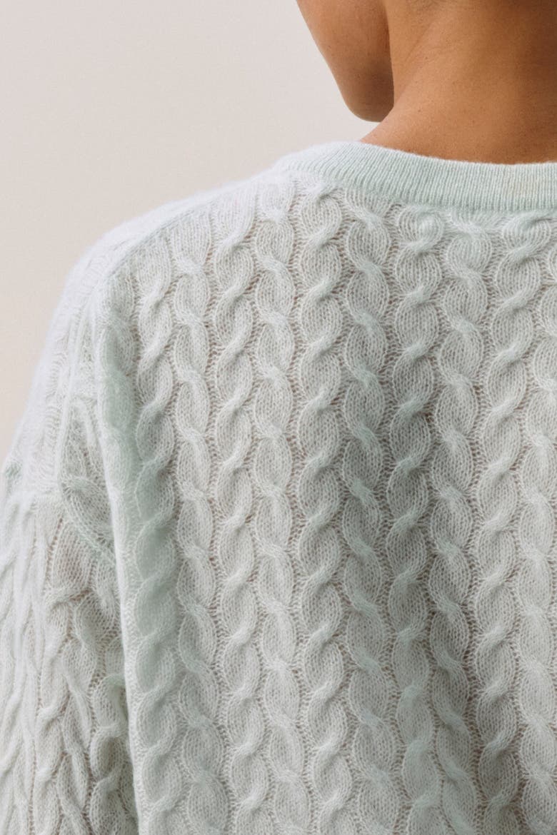 CHRISSY CROPPED CABLE KNIT SWEATER, Alternate, color, Jadite