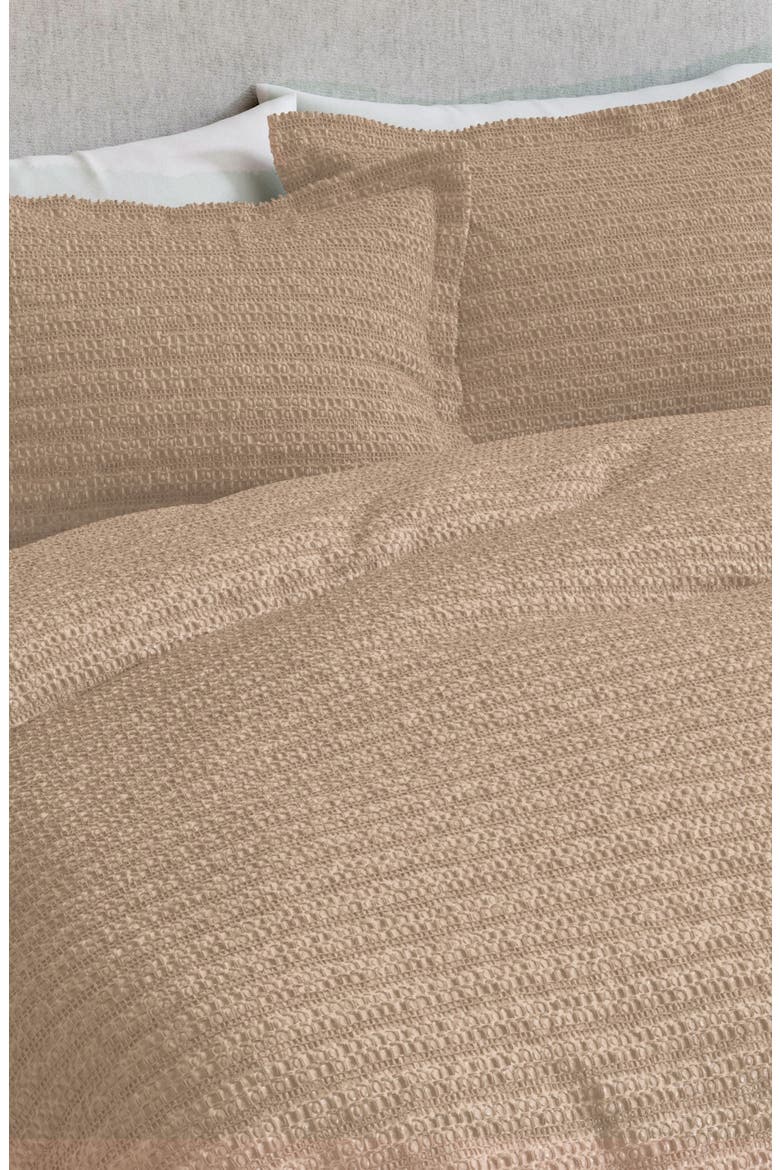 Reversible Honeycomb Waffle Cotton Duvet & Sham Set, Alternate, color, CAPPUCCINO