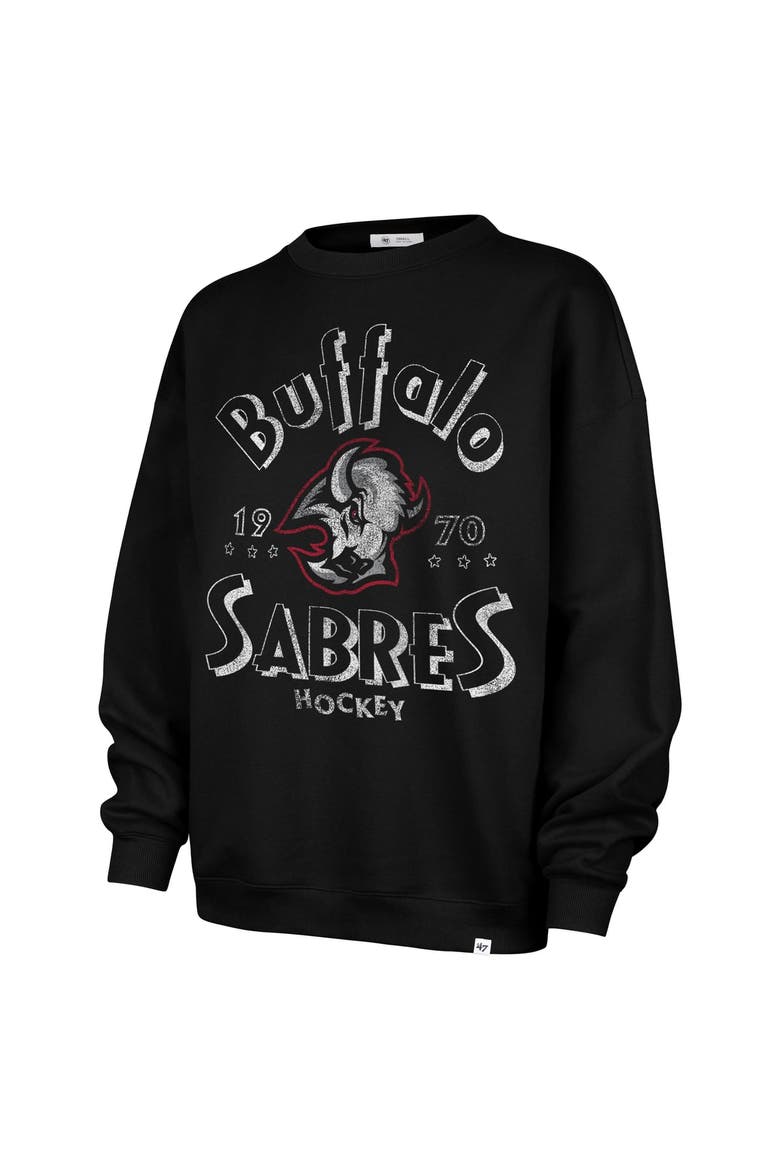 Women's '47 Black Buffalo Sabres Circle Change Stars Oversized Sweatshirt, Alternate, color, Black
