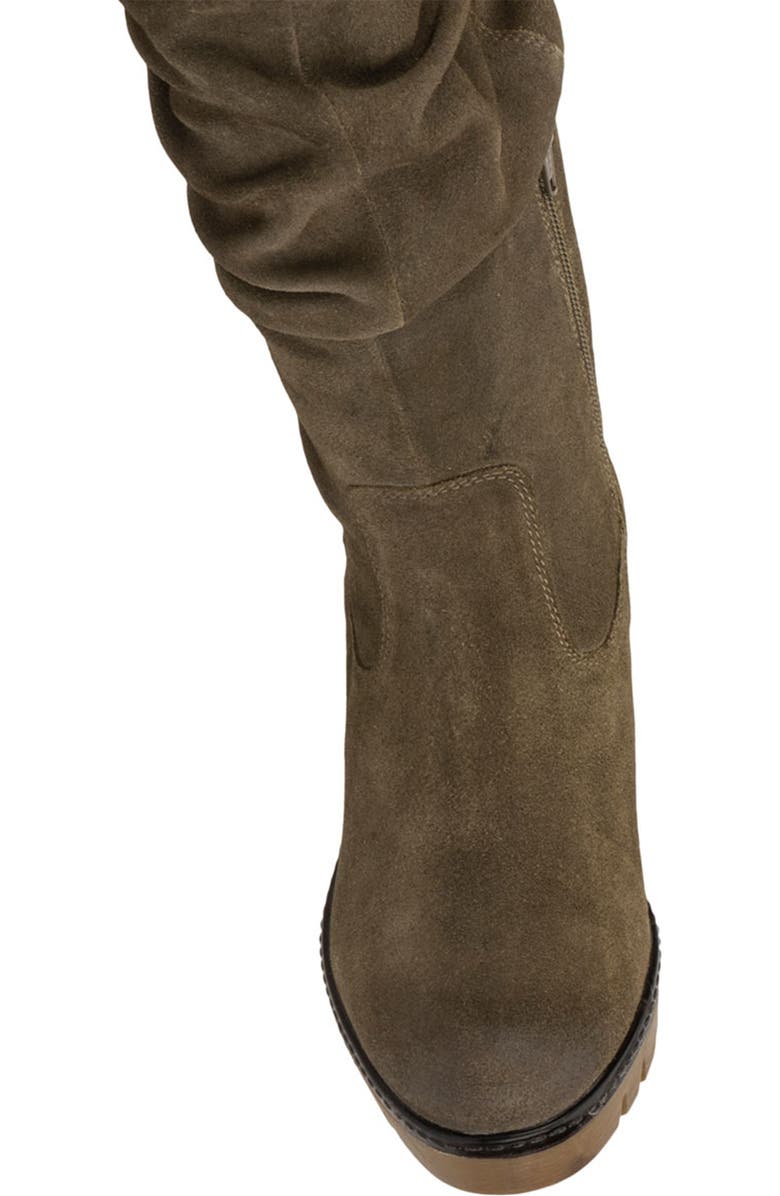 VINTAGE FOUNDRY Arabella Faux Fur Trimmed Wedge Boot, Alternate, color, Olive