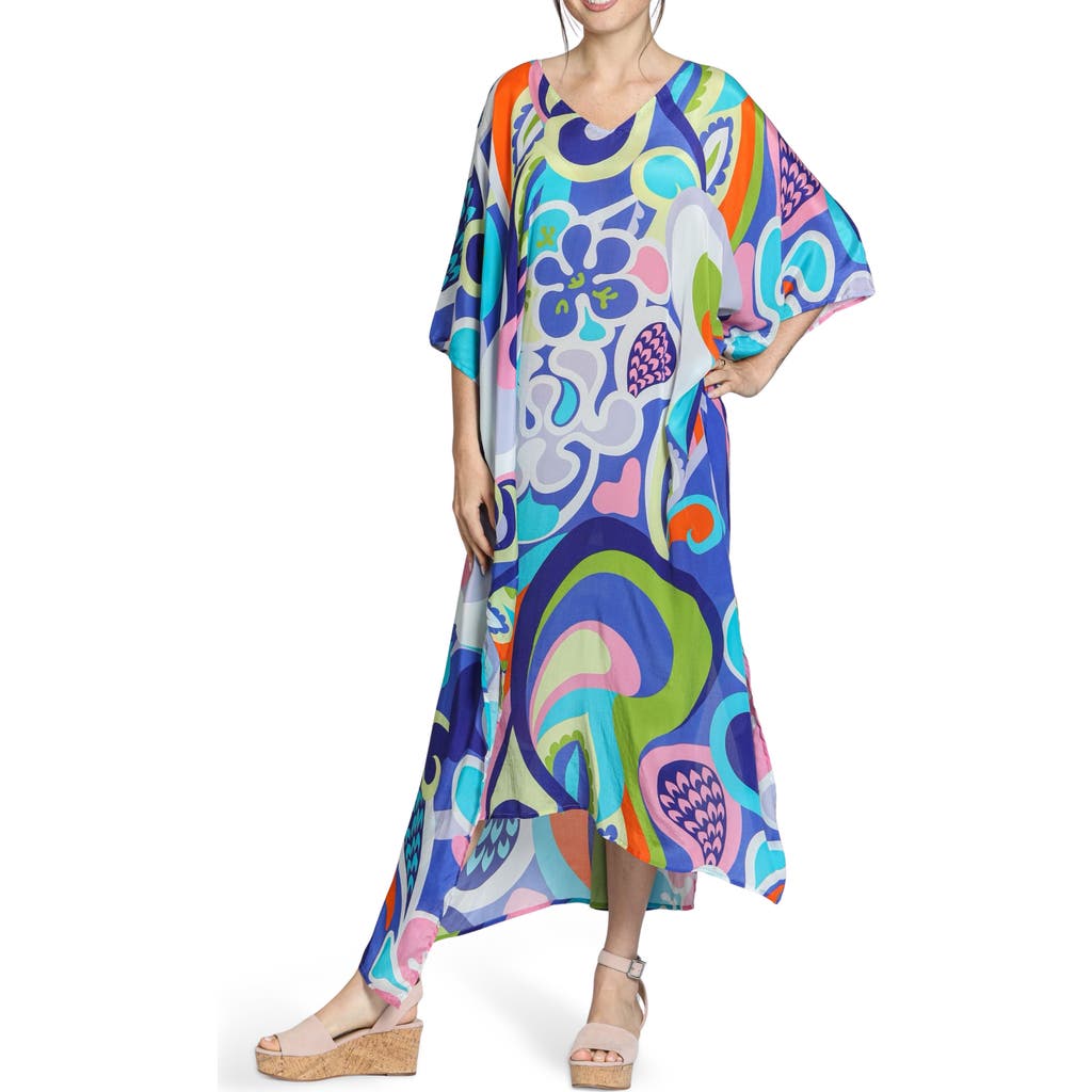 Apny Print Midi Caftan In Multi