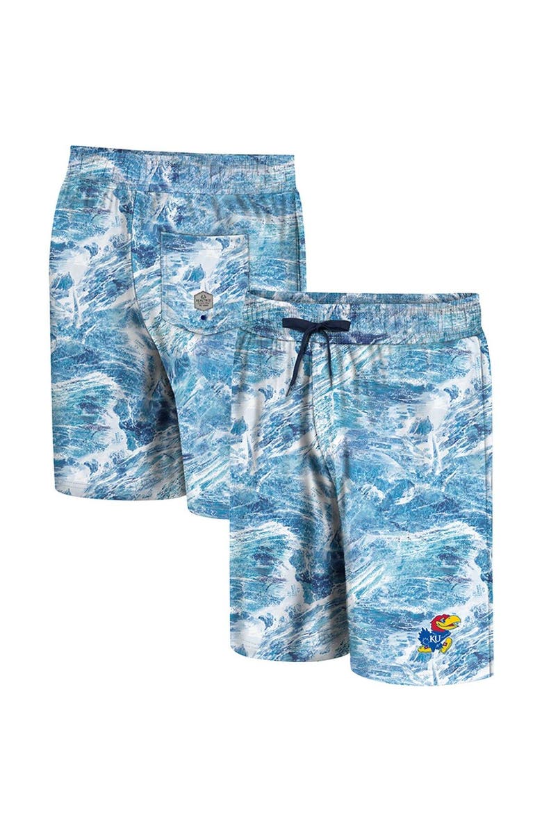 COLOSSEUM Men's Colosseum Blue Kansas Jayhawks Realtree Aspect Ohana Swim Shorts, Main, color, 