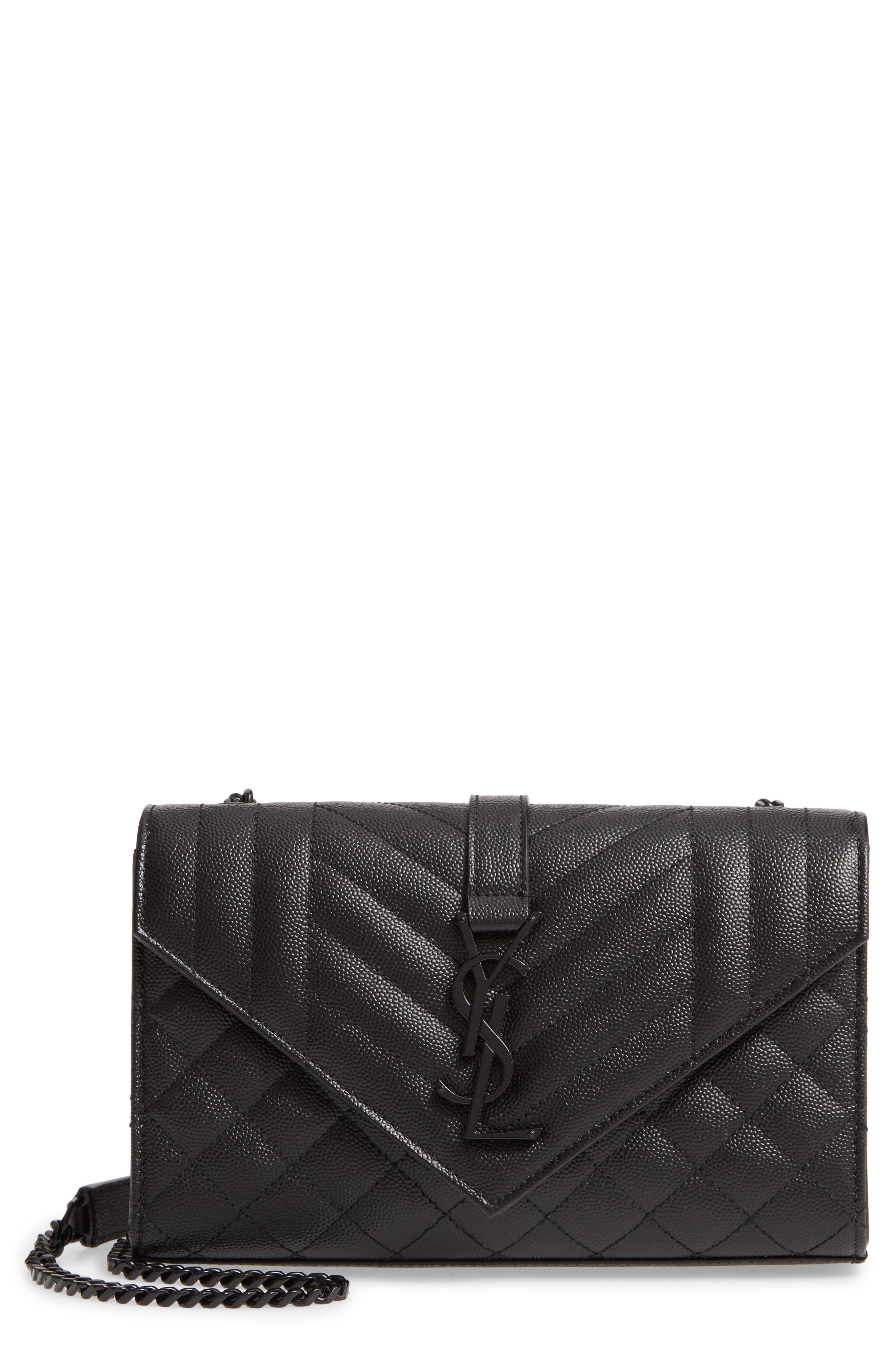 Saint Laurent Small Leather Envelope Bag, Main, color, 