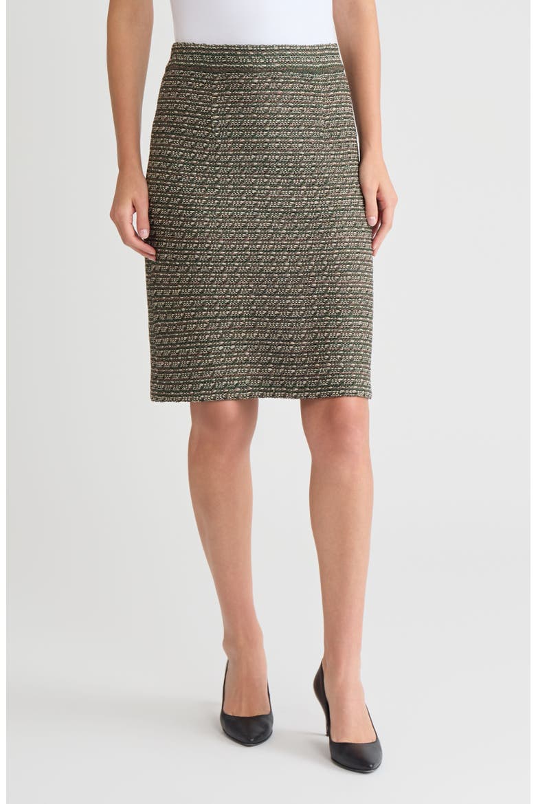 Straight Tweed Knit Skirt, Main, color, Dark Ivy/Midnight Umber
